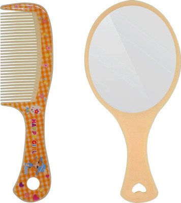 Fully Combo Of Hair Comb And Face Makeup Mirror For Home And Travel Use(Set of 2)