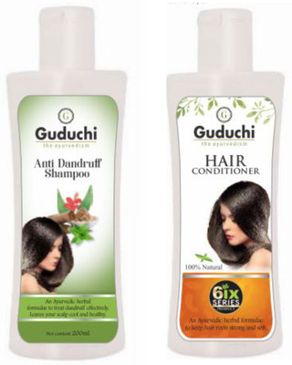 

Guduchi Ayurveda Rough Hair Dandruff treatment - 15 days regime - Guduchi Anti Dandruff Shampoo and Hair Conditioner(Set of 2)