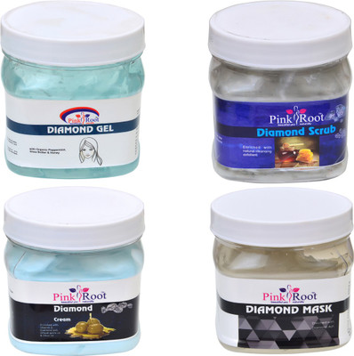 

Pink Root Diamond Scrub, Mask, Gel and Cream(Set of 4)