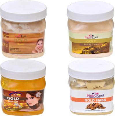 

Pink Root Gold Scrub, Mask, Gel and Cream(Set of 4)
