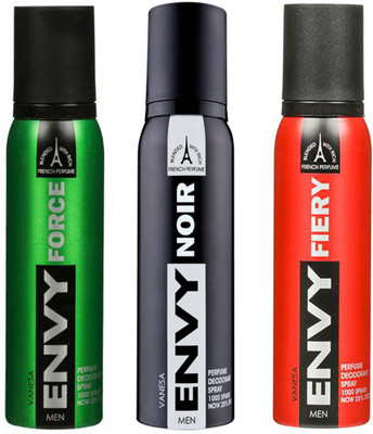 

ENVY FIERY DEODORANT 120 ML+ NOIR DEODORANT 120 ML+FORCE DEODORANT 120 ML Deodorant Spray - For Men & Women(120 ml, Pack of 3)