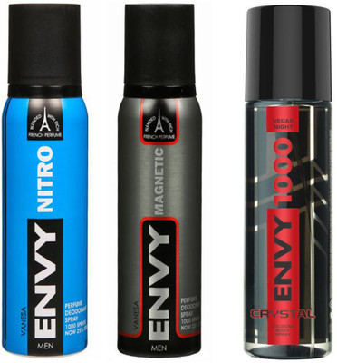 

ENVY MAGNETIC DEODORANT 120 ML+1000 CRYSTAL DEODORANT 120 ML+NITRO DEODORANT 120 ML Deodorant Spray - For Men & Women(120 ml, Pack of 3)