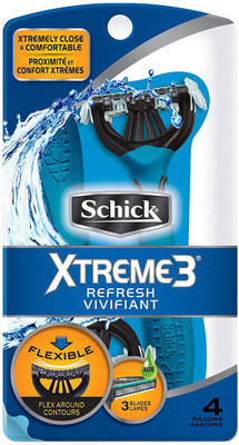 

Schick Xtreme 3 Disposable Razors for Men with Refreshing Scented Handle, 4 Count Disposable Razor(Pack of 4)