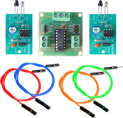 

Kit4Curious IR Sensor (2pcs), L293 Motor Driver (1pcs), 4 Jumper Wire for line Follower/Obstacle Robot Educational Electronic Hobby Kit
