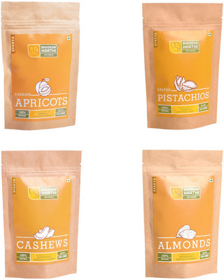 

Bhookha Haathi Superior Dry Fruit Mix Combo 2 (100gms American Almonds, 100gms Cashew, 100gms Salted Pistachios, 100gms Turkish Apricot) - 100% Natural/Organic - 400gms AVARYA Grade (Pack of 4 X 100gms) Combo