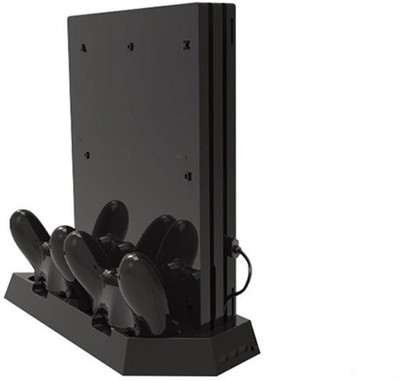 

Microware Playstation 4 PS4 Fat/Slim/Pro Multifunctional Charging Stand With Cooling fan Gaming Accessory Kit(Black, For PS4)