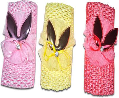 

Chipbeys Bandana bunny hairband for baby girls pack of 3 yellow, pink and red Hair Band(Red, Pink, Yellow)