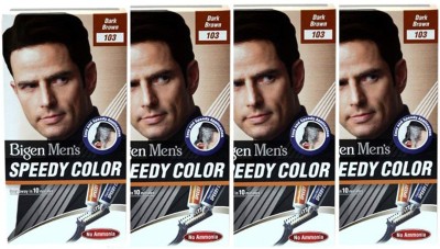 Bigen Men's Speedy Hair Colour ( 40g + 40g Each ) | Combo Pack / Set Of 4 Ammonia Free Long Lasting Hair Color , B103 - Dark Brown