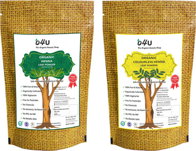 

O4U Organic Henna and colourless Powder Pack Of 2 (each of 100 gm) - 200 gm(200 g)
