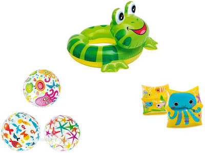 

SWASH 1 Swimming Ring - ( Frog Design) Perfect set for anyone with a pool or beach near by. For Ages 3 - 6 Years 1 Beach Ball (20" Dia) Inflatable Pool Accessory(Multicolor)