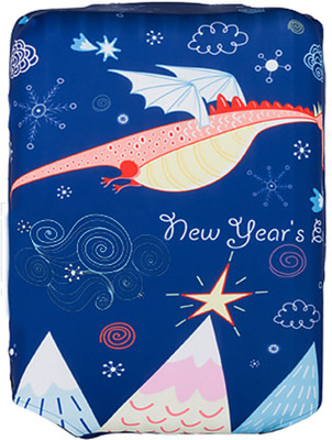 

TecMac 18-20 inch(S), Lightweight Elastic Travel Trolley Case Thickening Dust Cover, Little Dragon Animal Print Luggage Cover(Small, Blue)