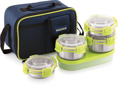 Magnus Hybrid 5 Airtight Stainless Steel 5 Containers Lunch Box, 300 ml 5 Containers Lunch Box(400 ml)