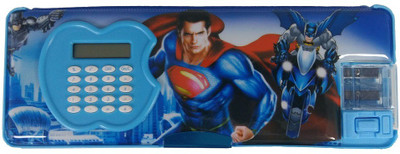 Superman Cartoon design Superman Art Plastic Pencil Box(Set of 1, Blue)
