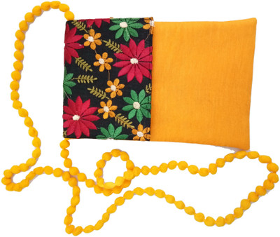 

INDIANHANDICRAFTHUB Handicraft Stylish Yellow Sling Pouch with Half Embroidery Pouch(Multicolor)