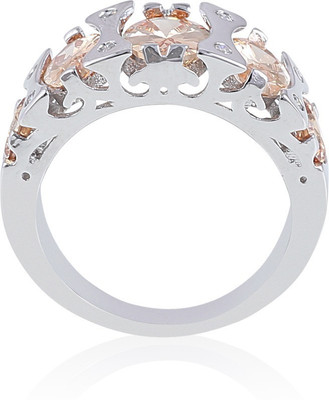 

Fasherati 925 Sterling Silver plated and Peach Crystal Cocktail Crystal Crystal Ring