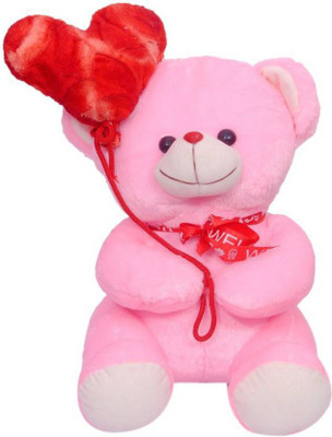 

Samayra Toys Pink Teddy Bear with Red Flower heart - 40 cm(Pink)