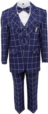 Jeetethnics Coat Suit Set with Shirt Self Design Boys Suit