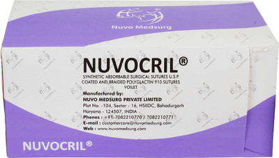 

NUVO MEDSURG Absorbable Suture Thread With Needle 2-0 U.S.P SIZE 3 METRIC ( 90 CM ) PACK OF 12 (NUVOCRIL ) NM-2345 Surgical Plier(Nylon)