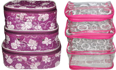 

FUNKROO Combo of 2 cosmetic bag bridal organizer jewellry srorage vanity box-set of 3 each Jewellery Vanity Box jewellery and Cosmatic pouch Vanity Box(Multicolor)