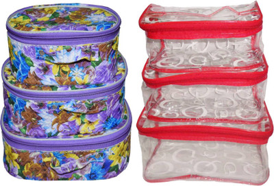 

FUNKROO Combo of 2 cosmetic bag bridal organizer jewellry srorage vanity box-set of 3 each Jewellery Vanity Box jewellery and Cosmatic pouch Vanity Box(Multicolor)
