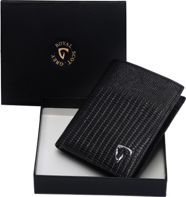 

Royal Scot Grey Men Black Genuine Leather Wallet(4 Card Slots)
