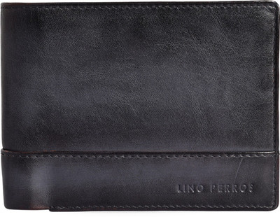 

Lino Perros Men Formal Black Genuine Leather Wallet(10 Card Slots), Grey