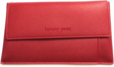 

forever young Women Red Genuine Leather Wallet(6 Card Slots)