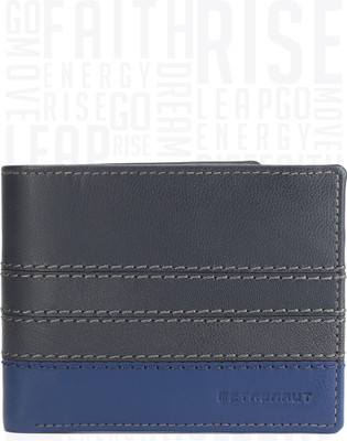 

Metronaut Men Black, Blue Genuine Leather Wallet(4 Card Slots), Charcoal & navy