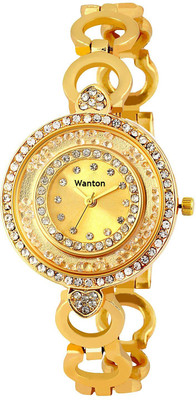 

WANTON NS001S01 round gold color moving diamond bead in dial fancy and attractive women watch Watch - For Girls