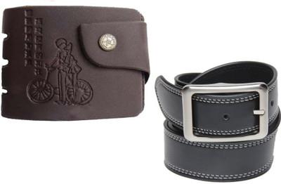 

Peacock Mundkar Wallet, Belt Combo(Black)