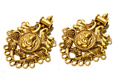 

GOELX Antique Golden Lord Ganesha with Peacock Pendant for Necklace Making - Design 8