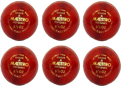 

CW Cricket World Set of 6 Maestro Red Practice , Matches A Grade Water Proof Alum Tanned Leather Made Cricket Ball Weight 156 gm . Cricket Leather Ball(Pack of 6, Red)