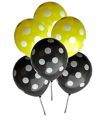 

Theme My Party Printed Yellow And Black Polka Dot Balloons (Pack of 25) Balloon(Multicolor, Pack of 50)
