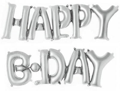 

Theme My Party Solid Happy B-day foil Balloon - Silver Balloon(Silver, Pack of 1)