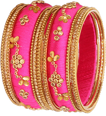 NMII Metal, Fabric Zircon Bangle Set(Pack of 14)