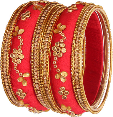 NMII Metal, Fabric Zircon Bangle Set(Pack of 14)