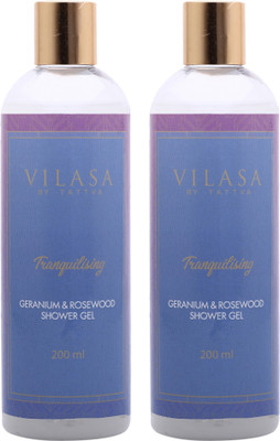 

Vilasa by Tattva Geranium Rosewood Shower Gel, 200 Ml,Pack of 2(400 ml, Pack of 2)
