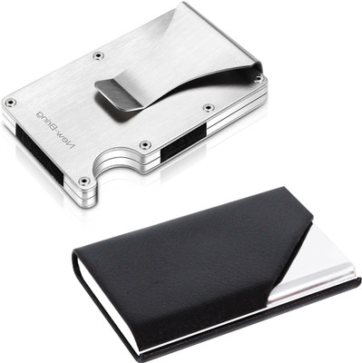 

OKASTA Combo of 1 Silver Metal ATM With Money Clip Limited Edition & 1 Notable Gorgeous ATM / ID / DEBIT / CREDIT / VISITNG 10 Card Holder(Set of 2, Multicolor)