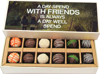 

Chocholik Friendship Gift A Day Spend With Friends Is Always - Dark, Milk, White Chocolate Truffles -12pc Truffles(180 g)