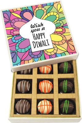 

Chocholik Diwali Gifts - Wish You a Happy Diwali - Dark, Milk, White Chocolate Truffles - 9pc Truffles(135 g)