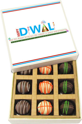 

Chocholik Diwali Gifts - May This Diwali Bring You the Utmost in Peace & Prosperity - Dark, Milk, White Chocolate Truffles - 9pc Truffles(135 g)