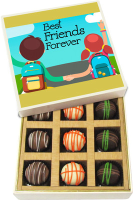 

Chocholik Friendship Gift - Best Friend Forever - Dark, Milk, White Chocolate Truffles - 9pc Truffles(135 g)