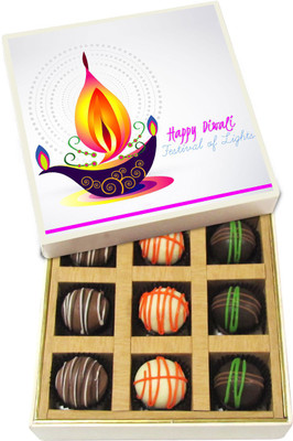 

Chocholik Diwali Sweets - Festival of Light Happy Diwali - Dark, Milk, White Chocolate Truffles - 9pc Truffles(135 g)