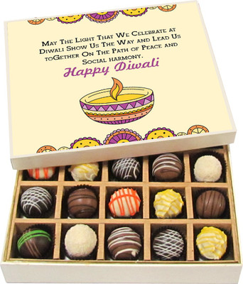 

Chocholik Diwali Sweets - The Path of Peace and Social Harmony Happy Diwali - Dark, Milk, White Chocolate Truffles - 20pc Truffles(300 g)