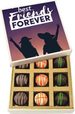 

Chocholik Friendship Gift - Best Friends Forever - Dark, Milk, White Chocolate Truffles - 9pc Truffles(135 g)