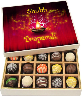 

Chocholik Diwali Sweets - Shubh Deepavali - Dark, Milk, White Chocolate Truffles - 20pc Truffles(300 g)