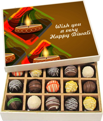 

Chocholik Diwali Gifts - Wish You a Very Happy Diwali - Dark, Milk, White Chocolate Truffles - 20pc Truffles(300 g)