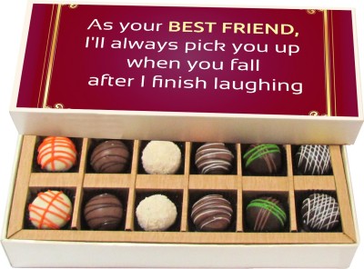 Chocholik Friendship Gift As Your Best Friend, I'll Always Pick You Up - Dark, Milk, White Chocolate Truffles -12pc Truffles(180 g)