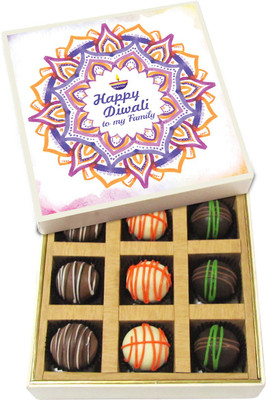 

Chocholik Diwali Sweets - Happy Diwali to My Family - Dark, Milk, White Chocolate Truffles - 9pc Truffles(135 g)