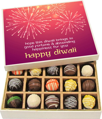 

Chocholik Diwali Gifts - Hope This Diwali Brings Happiness - Dark, Milk, White Chocolate Truffles - 20pc Truffles(300 g)